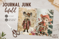 Vintage Mouse Journal Junk Bifold Christmas digital paper Product Image 1