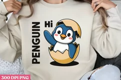 Hi Penguin PNG, Cute Animal Sublimation PNG Product Image 1