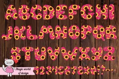 Summer Sunflower Doodle Alphabet Sublimation png Product Image 2