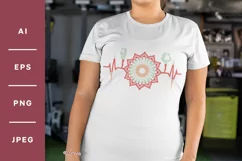 Female Yogi/Gymnast on Heartbeat Set, with Flowers & Mandala Product Image 2