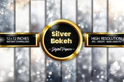Silver Bokeh Pattern Digital Papers, Glitter Pattern Product Image 1
