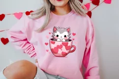 Sweet Cat Valentines Day Clipart, Valentines PNG Product Image 2