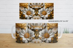 3D Golden Flowers Mug Wrap | Sublimation Coffee Cup Product Image 4