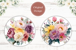 Floral Car Coasters, Watercolor Peony Coaster Designs Product Image 2