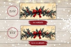 Christmas Tree Branch Mug Design, Red Ribbon Mug Wrap Product Image 2
