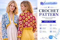 Hexagon Crochet Bolero Jacket Pattern PDF Product Image 1
