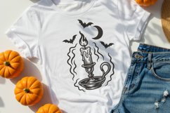 Halloween Retro Candle SVG | Vintage Spooky Candle with Bats Product Image 2