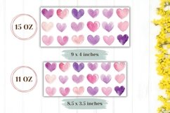 Watercolor Heart Mug Design, Purple Hearts Mug Wrap Product Image 2