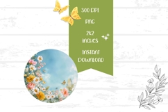 Floral Earrings PNG, Butterfly Round Earrings Print Product Image 2