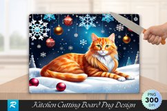 Cozy Ginger Cat with Holiday Cheer Cutting Board PNG Product Image 1