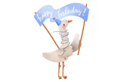 Birthday Goose with Banner Happy Birthday. Geese Hand Drawn Product Image 2