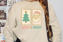 Retro Christmas Santa and Tree Sublimation, Christmas Png Product Image 2