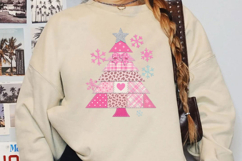 Pink Patchwork Christmas Tree Sublimation, Christmas Png Product Image 2