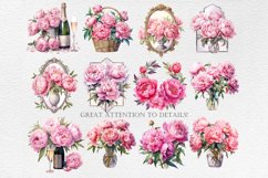 Watercolor Pink Peony Bundle Clipart, Watercolor flowers Product Image 9