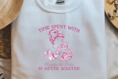 Retro Girl Quotes cats is never wasted PNG Sublimation Product Image 1