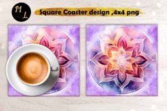 Watercolor Mandala Coaster design,Mandala Square Coaster Product Image 1