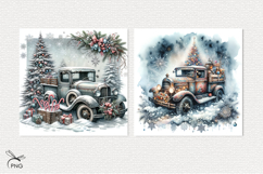 Christmas truck digital paper, background clipart Product Image 2