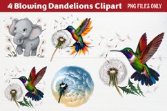 Blowing Dandelions Clipart PNG Product Image 1