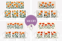 Abstract Mug Wrap Designs, Flowers Mug Sublimation Product Image 2