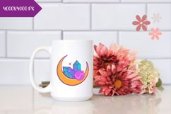 Hand Drawn Cosmic Illustration, Colorful Moon PNG Product Image 2