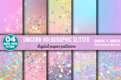 Unicorn holographic glitter backgrounds Bundle PNG Product Image 3