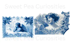 Vintage, Blue Toile,Victorian, Scraps,Ephemera, PNG, Clipart Product Image 2