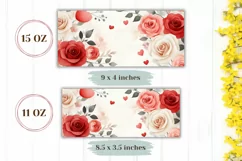 Watercolor Roses Mug Design, Watercolor Flowers Mug Wrap Product Image 2