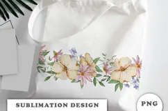 Watercolor Flowers Seamless Border png Product Image 2