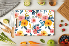 Watercolor Boho Flowers Cutting Boards sublimation Designs Product Image 2