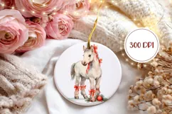 Watercolor Christmas Horse Ornament, Christmas Ornament Product Image 2