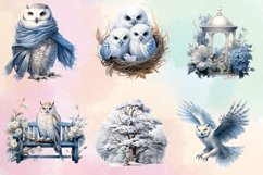 Christmas Snowy Owls Garden Clipart Bundle, Christmas Snowy Product Image 3