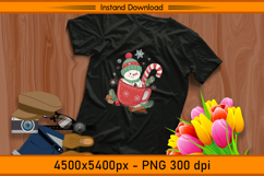Cute Snowman in Red Cup with Candy Cane PNG Christmas Design Product Image 2