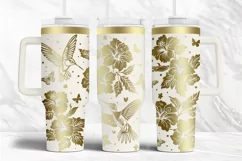 40oz Tumbler laser svg wrap|Hummingbird and Hibiscus Flowers Product Image 2