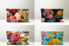 Floral Cosmetic Bag, Vintage Flowers Cosmetic Bag Designs Product Image 2