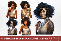 Vintage Pin Up Black Coffee Clipart Product Image 1