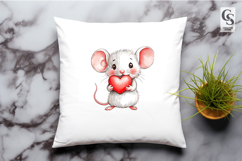 Cute Mouse Holding Heart Clipart Sublimation PNG Product Image 3