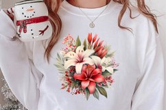 Christmas Flowers Watercolor Clipart, Christmas PNG Product Image 2