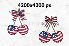Patriotic Cherry PNG 4th Of July American Flag Sublimation Product Image 2