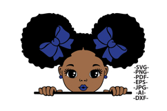 Blue Glitter Afro Girl SVG Black Girl Clipart Cute Clipart Product Image 2