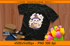Cute Halloween Girl Witch Hat Sublimation Design PNG Product Image 2