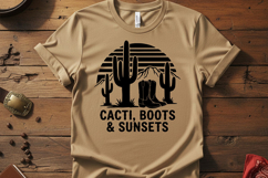 Cacti Boots Sunsets Svg, Western Cowgirl Svg, Desert Western Product Image 2