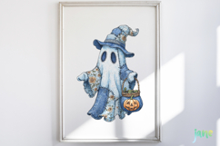 Retro Halloween Blue Denim Ghost Sublimation Clipart Product Image 5