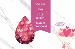 Valentine Teardrop Earrings PNG, Love Heart Earring Template Product Image 2