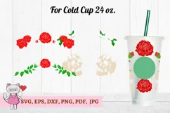 Skull of rose svg, Full Wrap Venti Cold Cup 24 oz Product Image 4