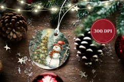 Watercolor Christmas Ornament, Christmas Snowman Ornament Product Image 2