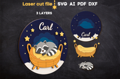 Raccoon Baby Name Sign SVG laser cut file for Glowforge Product Image 2