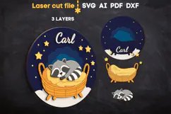 Raccoon Baby Name Sign SVG laser cut file for Glowforge Product Image 2