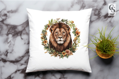 Watercolor Lion Wreath Clipart PNG Product Image 3