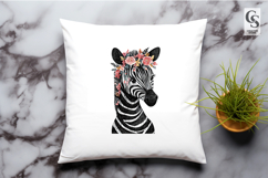 Floral Zebra Watercolor Illustration Clipart Sublimation PNG Product Image 2