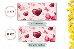 Cartoon Bows Mug Wrap Design, Love Hearts Mug Template Product Image 2